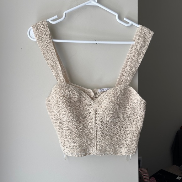 Zara Crochet Cropped Top Cream Medium - Picture 1 of 5